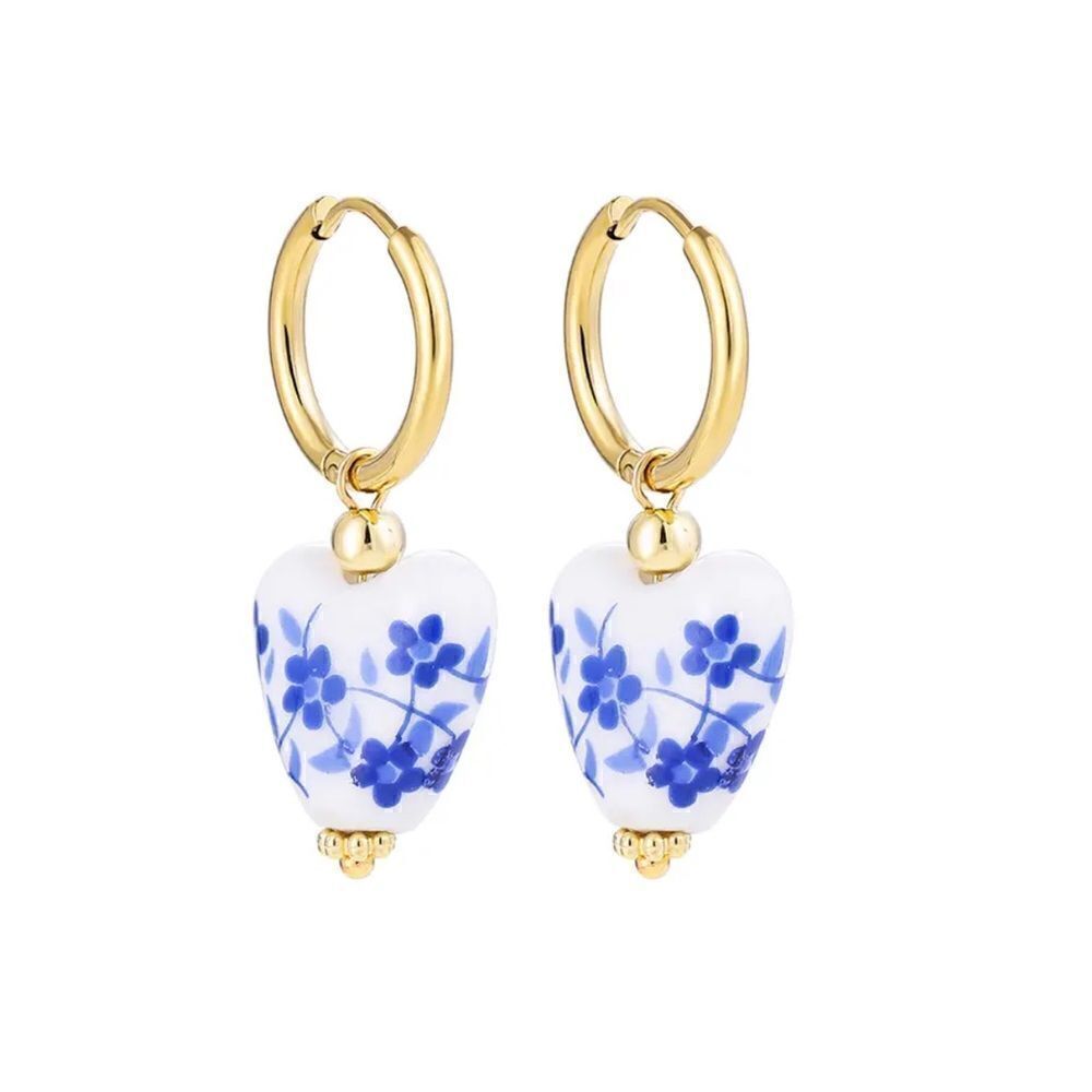 Heart dangle hoop earrings N264